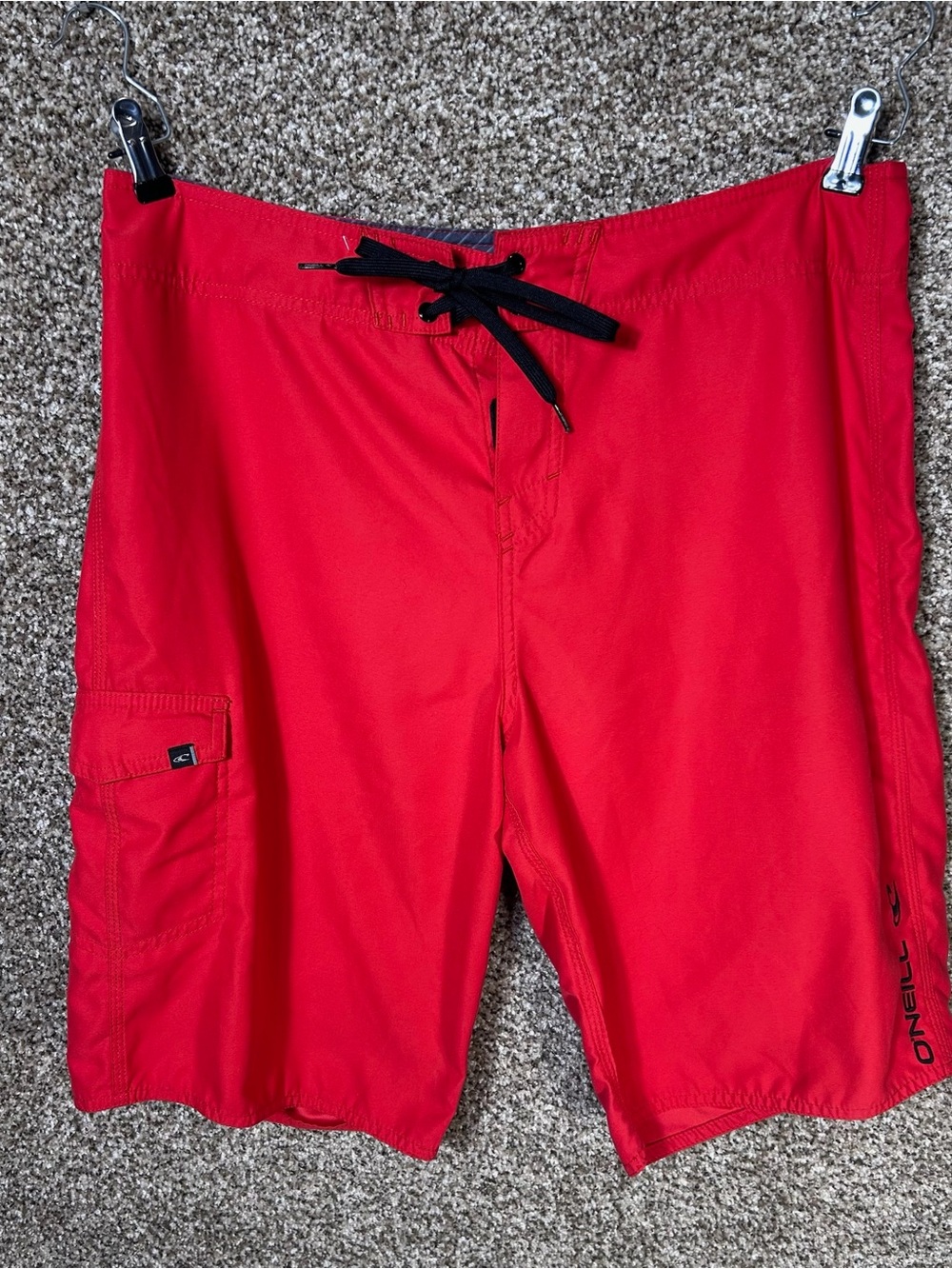 O'Neill Men's Red Boardshorts with Black Drawstring